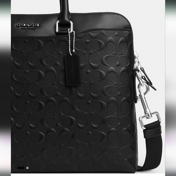 1 left COACH Embossed Signature Leather Atache Bag Briefcase Laptop Computer Bag - Picture 11 of 12